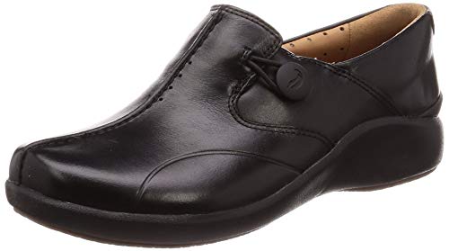 Clarks Un.loop2 Walk, Mocasines para Mujer, Negro (Black Leather Black Leather), 37.5 EU