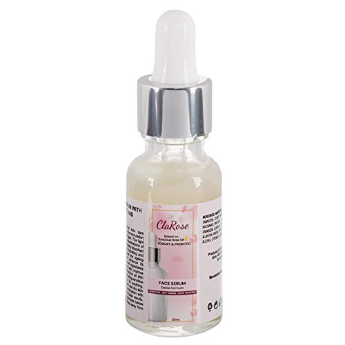 ClaRose Detoxifying Anti-Ageing Face Serum with 100% Natural Rose oil, Yogurt and Prebiotic; 20ml