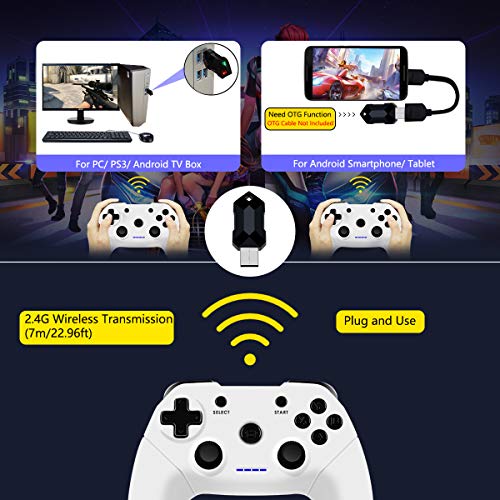 Clevo Mando para PC, Mando PC Gaming 2.4G Bluetooth Mando Inalámbrico Vibración Dual Compatible para PC/PSC/Android/TV Box (OTG Función