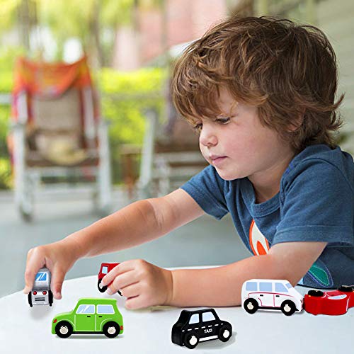 Coches de Madera Vehículos de Juguete Juegos 6 PCS para Niñas Niños Mini Juguetes Clásicos Niños 3 4 5 6 Años