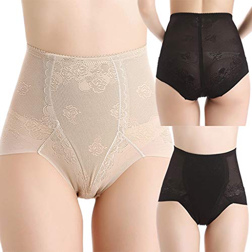 Cocoty-store 2019 Mujer Malla Bragas Braguitas Moldeadoras Calzones Elástico de Alta Cintura Adelgazante Control de Vientre Lucir Palmito Lencería Briefs Shapewear (Negro,XL)