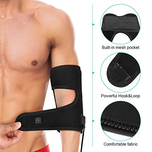 Codera Ajustable, Terapia de Calor para Codo, Codera Calor, Bolsillo de Malla Incorporado para Terapia de Frío, Alivio del Dolor para Lesiones de Codo, Esguince, Tendinitis, Artritis