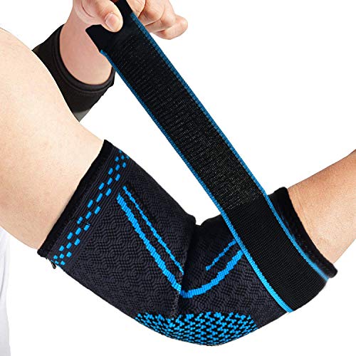 Codo deportivo Brace Manga de compresión Soporte para brazo Manga elástica con correa para golfista, Tenis, Levantamiento de pesas, Tendinitis, Artritis, Alivio del dolor, Recuperación/Tamaño M