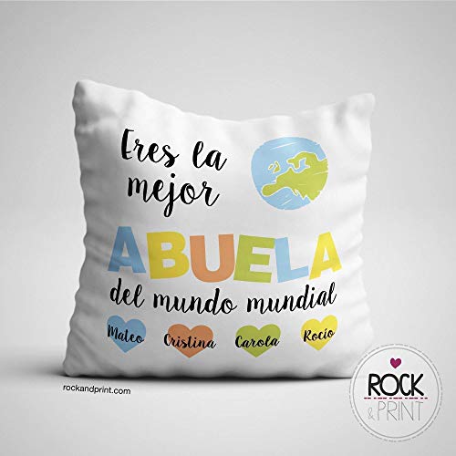 Cojín Abuela personalizado 40x40 cm. Incluye relleno. Elige el color diseño. Día de la Madre, regalo de Reyes Magos. Cumpleaños abuelita. Cojines originales. Aniversario Idea regalo mujer