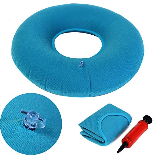 Cojín inflable Redondo para aliviar la presión de Hemorroides y Pilotes dona ortopédica Almohada Medica Redondo de Anillo Apta para sillas de ruedas, asientos de coche, casa