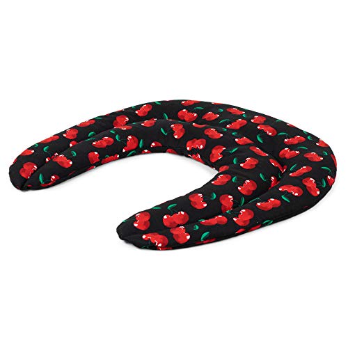 Cojín térmico para el cuello | Saco cervical térmico de semillas | Almohada térmica compartimentada para semillas de colza (color: cherry-black)