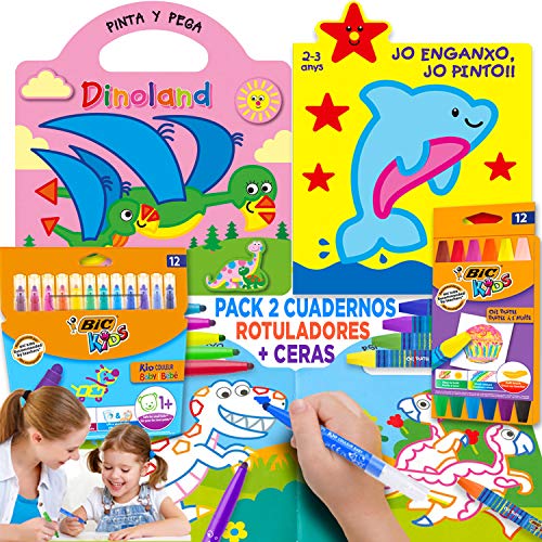 Coleset Manualidades Niños 3 Años Pinturas para Niños Ceras De Colores Rotuladores Entretenimiento Libros para Colorear Niños 2 Años Cuadernos para Colorear Niños Dibujos Colorear Papeleria Infantil