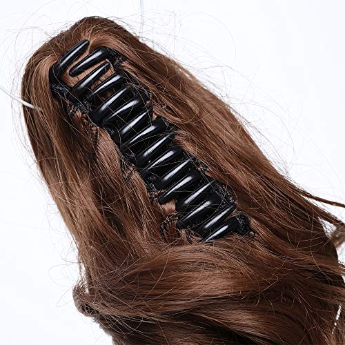 Coleta Postiza Corta con Pinza Extensiones de Cabello Natural Clip Coleta Sintética Coletero Pelo Postizo para Mujer Rizada Ondulada 12 Pulgads(30cm,110g,Castaño Claro)