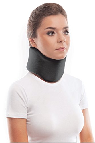 Collarín cervical ortopédico blando; soporte para el cuello, Alivio del Dolor y la Presión en la Columna Vertebral; para vértebras cervicales; 100% algodón Medium Negro