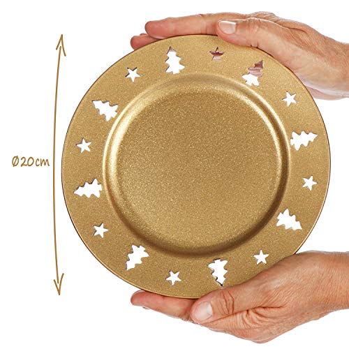 com-four® 3X Platos Decorativos - Plato Decorativo de Navidad, Posavasos pequeño, Plato de Regalo Noble para Navidad, Plato de Colores para Año Nuevo - Ø 20 cm