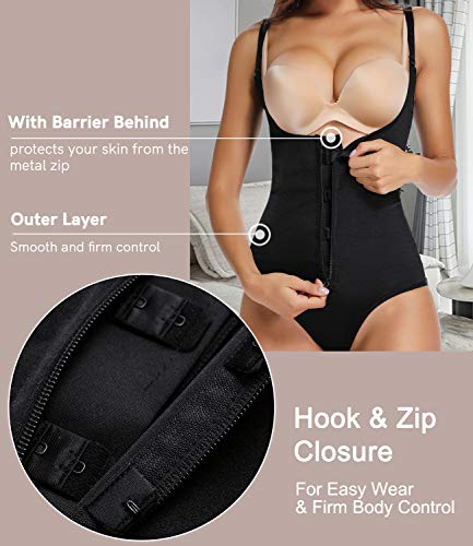 COMFREE Faja Body Shapewear Body Moldeadora Body Moldeador Body Redactor LencerÍa Adelgazante Ropa Interior Reductora Mujer Sin Costuras Vientre Plano Reductoras Abdomen Negro EU 38