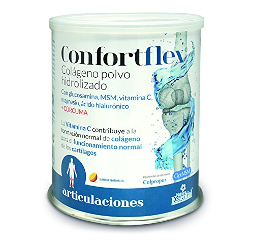 Confortflex® colágeno polvo hidrolizado con, magnesio, glucosamina, MSM, silicio, vitamina C, zinc, ácido hialurónico, vitamina B-3, vitaminaB-5, vitamina B-6 y cúrcuma– 390 gramos, 30 días.