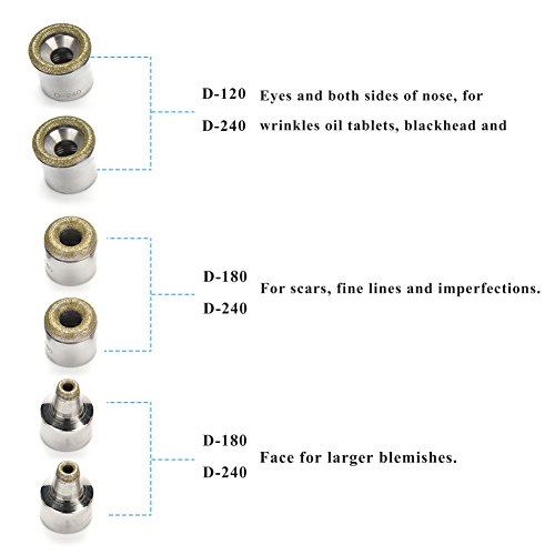 Consejos dermoabrasión diamante - Sustitución de Microdermabrasion del diamante Consejos dermoabrasión, acero inoxidable Filtro Conjunto, for los defectos de la piel, arrugas, pigmentación, 6 piezas