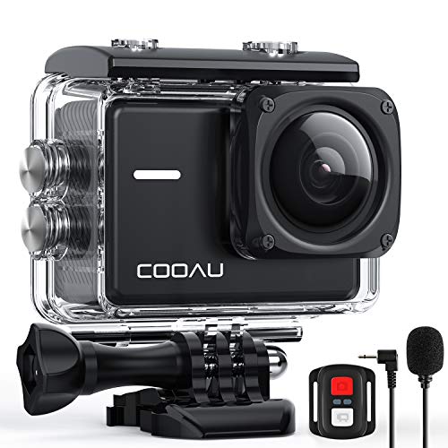 COOAU Cámara Deportiva 4K Nativo de 60fps 20MP con Wi-Fi y de 8XZoom, Micrófono Externo y Baterias de 2x1350mAh, Cámara Sumergible