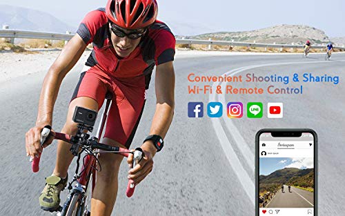 COOAU Cámara Deportiva 4K Nativo de 60fps 20MP con Wi-Fi y de 8XZoom, Micrófono Externo y Baterias de 2x1350mAh, Cámara Sumergible