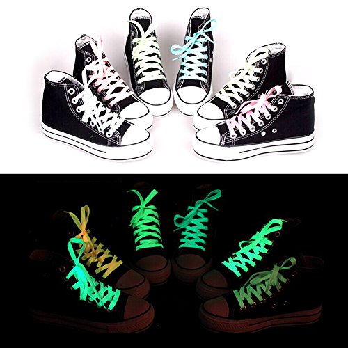 Cordón luminoso para zapatos de 5 pares Brillan en la oscuridad Cordones luminosos fluorescentes coloridos, longitud 120cm y 5 colores