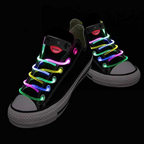 Cordones impermeables para zapatos con LED en diferentes colores: verde, rojo, amarillo, naranja, azul, rosa, amarillo/verde, azul/rosa, verde/rosa, multicolor Cordones festivos de calidad. multicolor