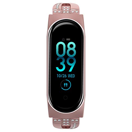 Correa Compatible con Xiaomi Mi Band 4 Reloj,，riou Correa de Reloj Inteligente de Pulsera de Acero Inoxidable con Diamantes Pulseras de Repuesto Correa