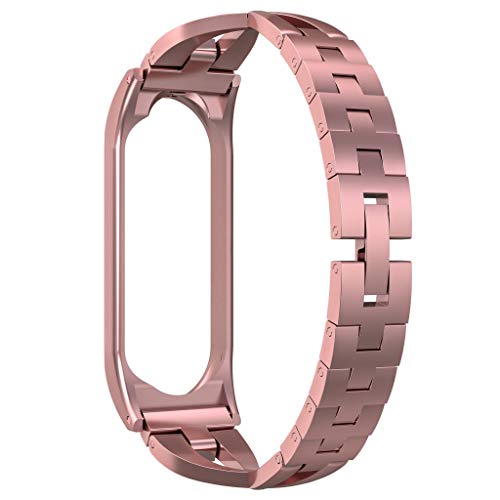 Correa Compatible con Xiaomi Mi Band 4 Reloj,，riou Correa de Reloj Inteligente de Pulsera de Acero Inoxidable con Diamantes Pulseras de Repuesto Correa