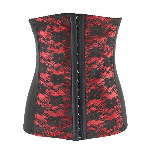 Corsé Cordón Hueso de Acero Corsé Entrenador de Cintura Corsé para Pérdida de Peso Mujer Rutina de Ejercicio Cuerpo de Reloj de Arena Moldeador Quemador de Grasa,Rojo,5XL