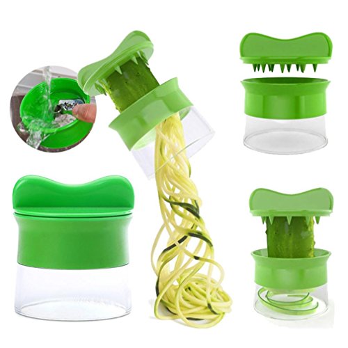 Cortador de Verduras Frutas en Espiral, Pelador y Rallador de Verduras, Utensilios de Cocina en forma de Espirales para Platos Sanos y Creativos, Herramienta de la Cocina Profesional Color Verde LMMVP