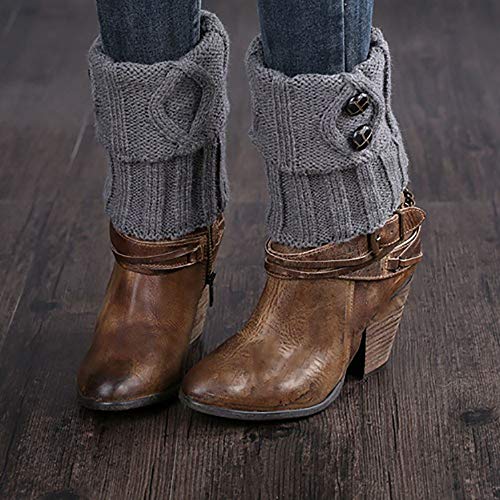 COZOCO Calentador De Punto Cálido De Pierna De Invierno Para Mujer Botines De Ganchillo Botas Perezosas (una talla, gris)