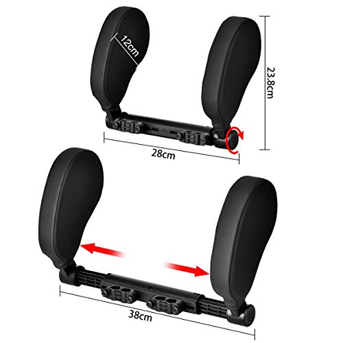 Cozywind Reposacabezas Coche Ajustable Almohada del Cuello del Coche para Niño Adulto (Negro)