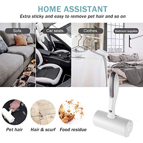 Cozywind Rodillo de Pelusa para Fácil y Rápidamente Quitar Pelos de Perro y Gato Polvo y Pelusa de Prendas de Vestir, Muebles y Asientos de Automóviles [1 Mango +6 Partes de Rollos]