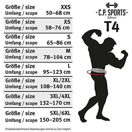 C.P. Sports – Cinturón para Entrenamiento con Pesas (Piel) Schwarz/Innenfläche Weiß Talla:Medium