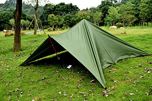 crayfomo Ultralight Tent Lona Impermeable Anti-UV Gran Verde Hamaca Lona portátil Sol Lluvia Refugio Mochila Camping Rainfly con estacas Cuerda