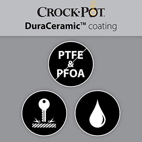 Crock-Pot Duraceramic CSC026X Olla de cocción lenta digital, recipiente compatible con fuego e inducción, 5 litros, Acero Inoxidable, Blanco