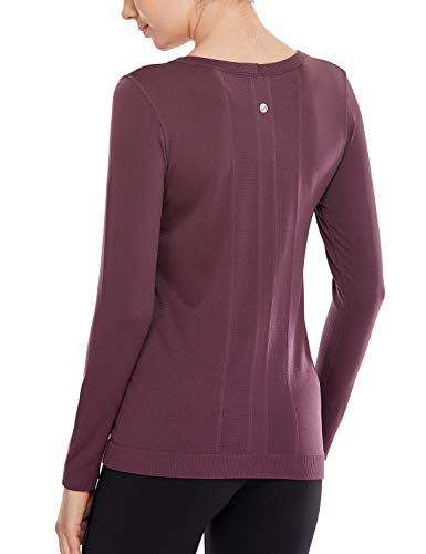 CRZ YOGA Mujer Ropa Deportiva Sports Casuales Camiseta Malla sin Costura Manga Larga Violeta Claro 46