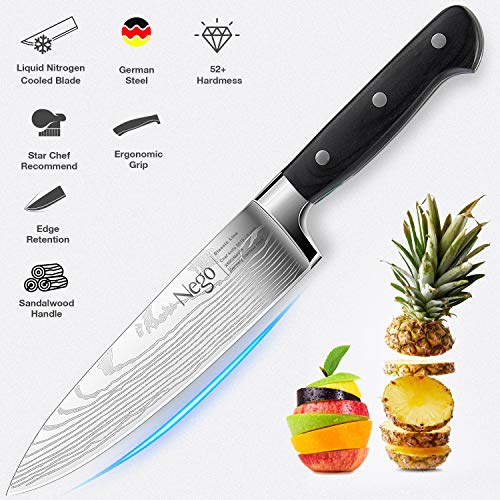 Cuchillo chef - Cuchillos chef Pro. Cuchillo cocina 8 pulgadas, acero inoxidable alto carbono, hoja afeitar, hoja afilada,resistente a las manchas, mejor opción para restaurantes y cocina en casa