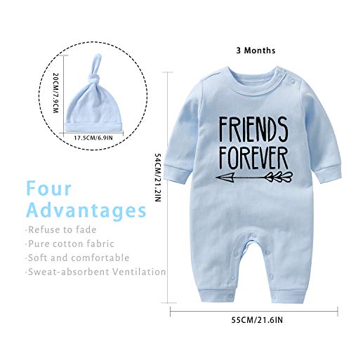 Culbutomind Born Together Friends Forever Cute Twins - Body de bebé para recién nacidos, ropa de regalo Azul Bft Azul 12 meses