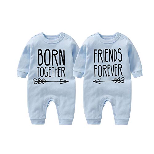 Culbutomind Born Together Friends Forever Cute Twins - Body de bebé para recién nacidos, ropa de regalo Azul Bft Azul 12 meses