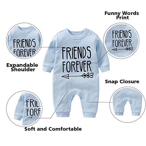 Culbutomind Born Together Friends Forever Cute Twins - Body de bebé para recién nacidos, ropa de regalo Azul Bft Azul 12 meses