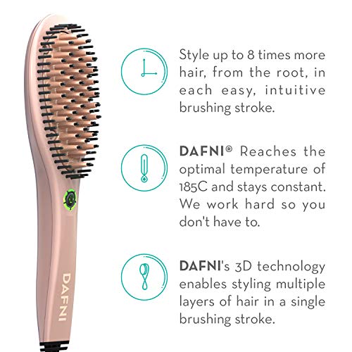 DAFNI Rose Gold Classic – Cepillo alisador de pelo portátil – Cepilla el pelo hasta 10 veces más rápido que una plancha flar [EU Plug]