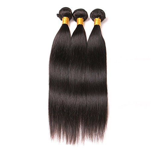 Dai Weier Cabello Virgen Brasileño Recto De 3 Paquetes Trama Remy La Extensión Más Corta 300g Sedoso Negro Natural Grade 8A Uk 8 10 12 Pulgadas