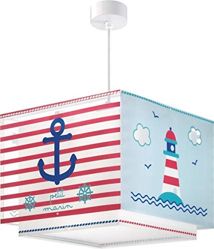 Dalber Lámpara Infantil Colgante de Techo Marinero Petit Marin, azul, 30.5 x 30.5 x 25 cm