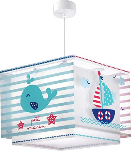 Dalber Lámpara Infantil Colgante de Techo Marinero Petit Marin, azul, 30.5 x 30.5 x 25 cm