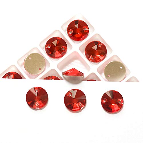 DDTT 3200 Rivoli Coser en Strass Crystal Stones Gem Glass Rhinestones Flatback Stones para joyería DIY Vestido de Novia, Fucsia, 8 mm 56 Piezas