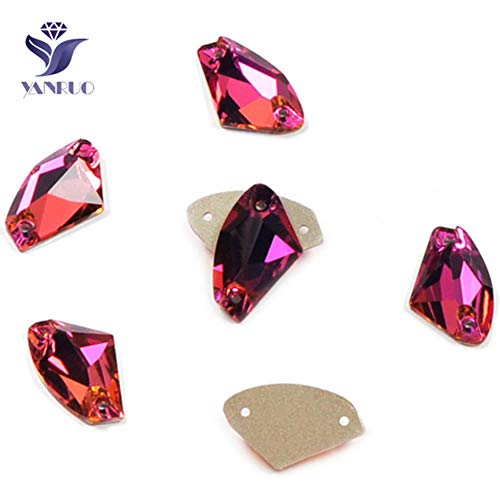 DDTT 3256 Galactic AAAAA Glass Cose en Diamantes de imitación Piedras de Cristal para Vestido de Novia Cose en Cristales Apliques Ropa, Fucsia, 9x14mm 30Pcs