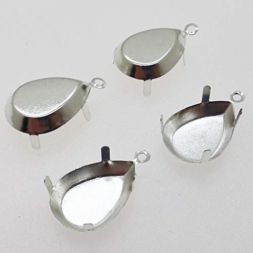 DDTT Silver Color Claw Setting Closed Back For Droplet Pear Shape Fancy Stone 4 Holes 8x13,10x14,13x18,18x25,20x30,30x40mm,Lace Claw Brass,20x30mm 100pcs