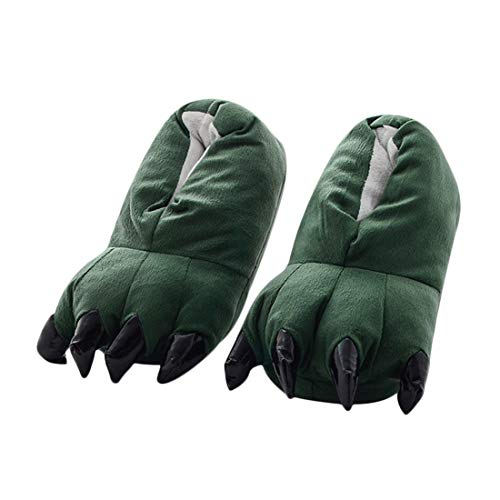 DEBAIJIA Zapatos Zapatillas Adulto Niño Garras de Animal Traje de Disfraz Pata para Carnaval Halloween de Felpa Suave Algodón Slippers Unisex de Otono Invierno Espesar Calido Verde EU17-32