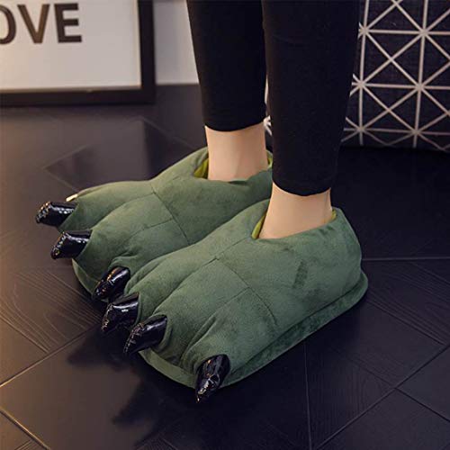 DEBAIJIA Zapatos Zapatillas Adulto Niño Garras de Animal Traje de Disfraz Pata para Carnaval Halloween de Felpa Suave Algodón Slippers Unisex de Otono Invierno Espesar Calido Verde EU17-32