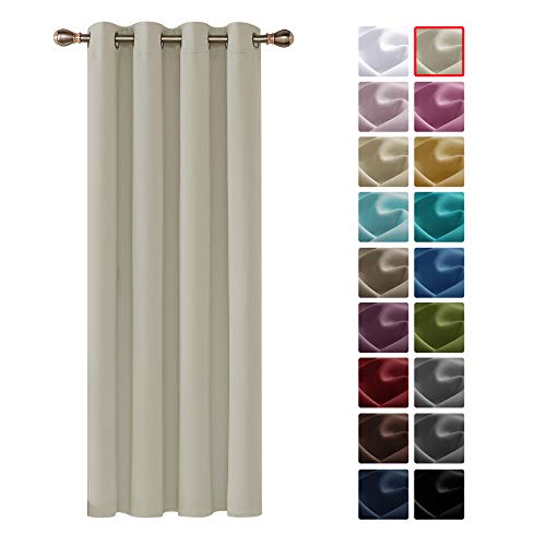 Deconovo Cortinas Opacas Térmicas Aislantes Frío y Calor de Salón Moderna 1 Pieza con Ojales 140 x 260 cm Beige Claro