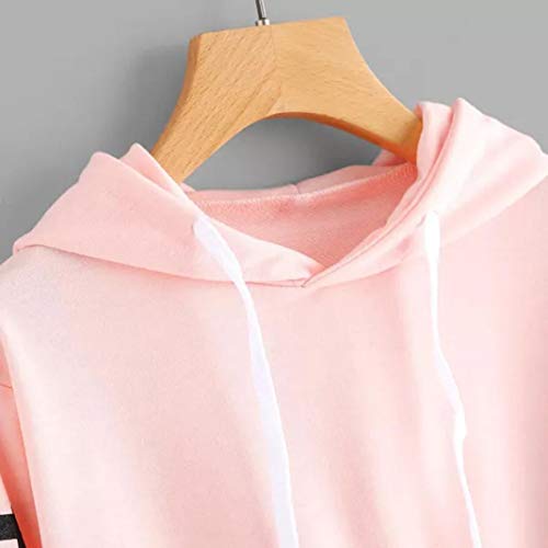 DEELIN La Moda De OtoñO De Las Mujeres Suelta La Sudadera con Capucha De La Manga Larga Sudadera con Capucha De La Sudadera con Capucha De La Sudadera con Capucha (M, Rosa)