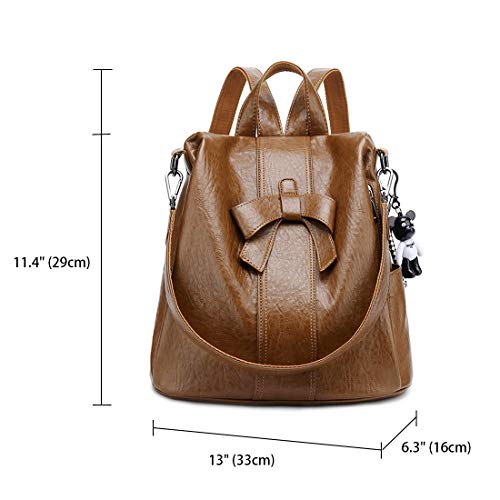 DEERWORD Mujer Bolsos Mochila Pequeña Casual Bandolera Cuero Hombro Piel de PU Marrón