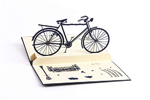 DEESOSPRO® [Tarjeta de Cumpleaños] [Tarjeta de Aniversario] [Tarjeta de Graduación] con Patrón Emergente 3D Creativo, Regalo para Cumpleaños, Graduación, Navidad, Día del Padre (Bicicleta)