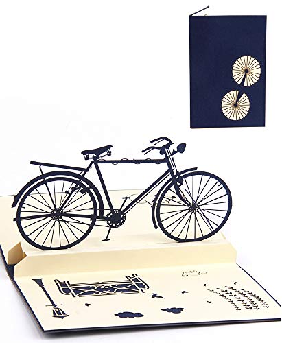 DEESOSPRO® [Tarjeta de Cumpleaños] [Tarjeta de Aniversario] [Tarjeta de Graduación] con Patrón Emergente 3D Creativo, Regalo para Cumpleaños, Graduación, Navidad, Día del Padre (Bicicleta)